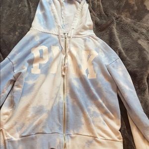 Victoria Secret Blue And White Tie-Dye Zip Up